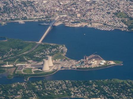 Arial view of Brayton Point Power Station in Somerset, MA - Credit: Meihe Chen under the Creative Commons Attribution-Share Alike 4.0 International license