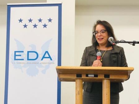 Assistant Secretary of Commerce for Economic Development Alejandra Castillo addresses attendees at the 2023 NADO economic summit.
